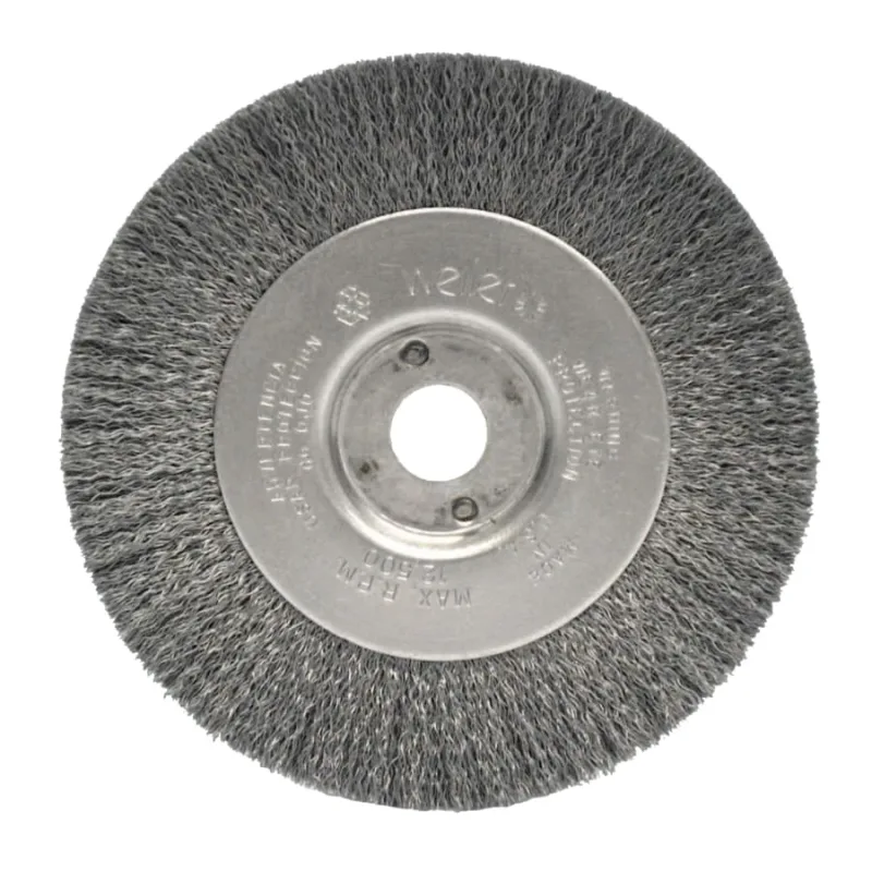Narrow Face Crimped Wire Wheel, 4 in D, .008 Steel, 1/2-3/8 in Arbor Hole