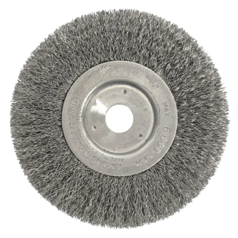 Narrow Face Crimped Wire Wheel, 6 in D, .0118 Steel Wire