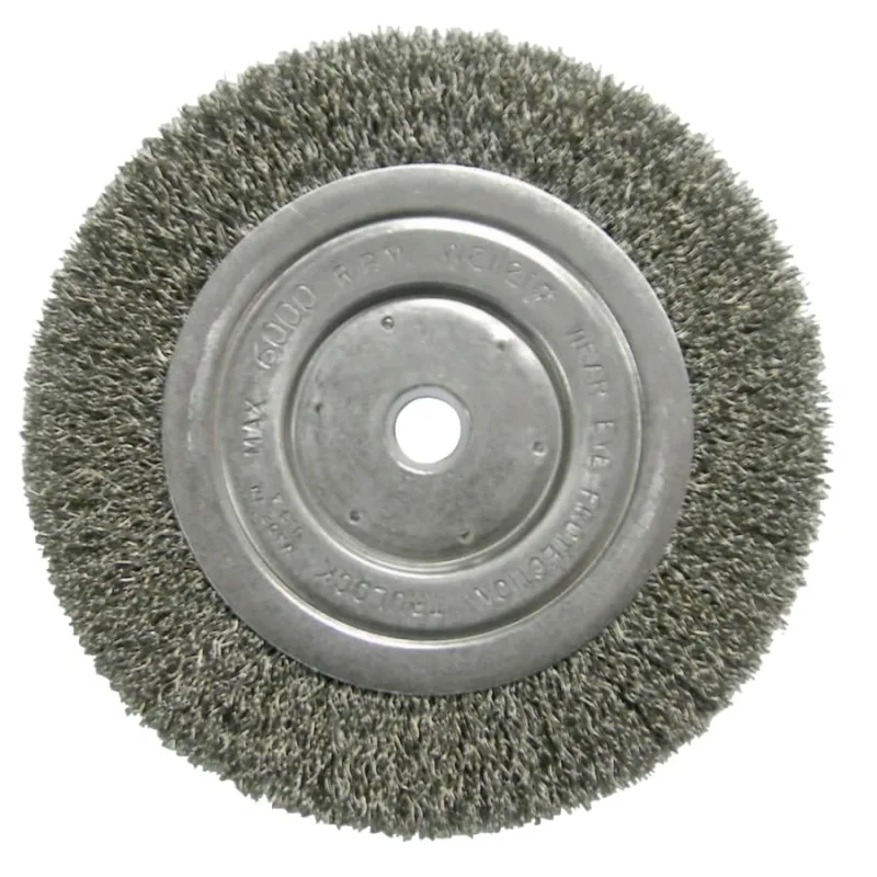 Narrow Face Crimped Wire Wheel, 6 in D, .014 Steel Wire