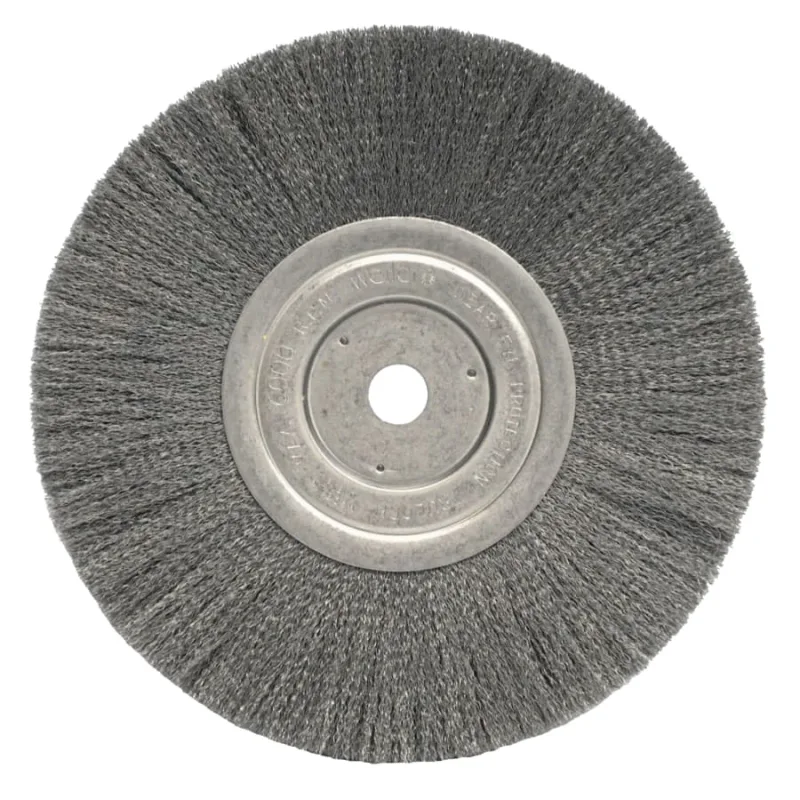 Narrow Face Crimped Wire Wheel, 8 in dia x 3/4 in W, 0.0118 Steel Wire, 6000 rpm