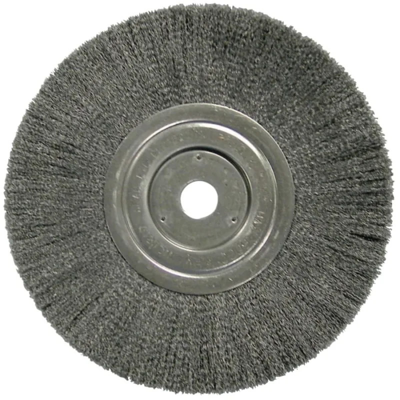 Narrow Face Crimped Wire Wheel, 8 in dia x 3/4 in W, 0.014 in Steel Wire, 6000 rpm