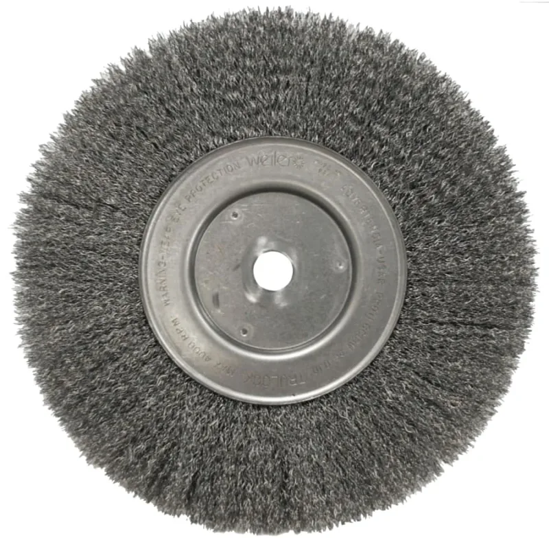 Narrow Face Crimped Wire Wheel, 10 in D, .006 Steel Wire