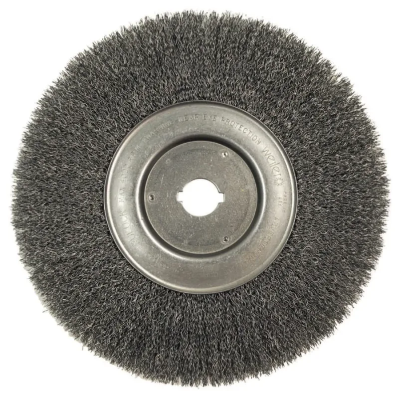 Narrow Face Crimped Wire Wheels, 10 in Dia. x 3/4 in , 0.014 in, Steel, 4,000rpm