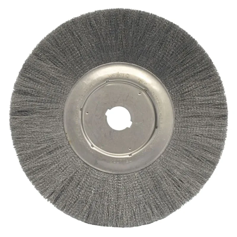 Narrow Face Crimped Wire Wheel, 12 in D, .014 Steel, 1 1/4 in Arbor
