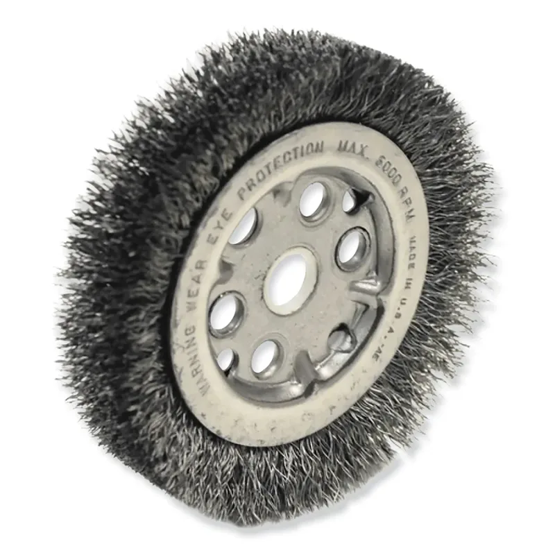 Maximum Density Crimped Wire Wheel Brush, 4-1/4 in dia, 3/4 in W face, Steel, 6000 RPM