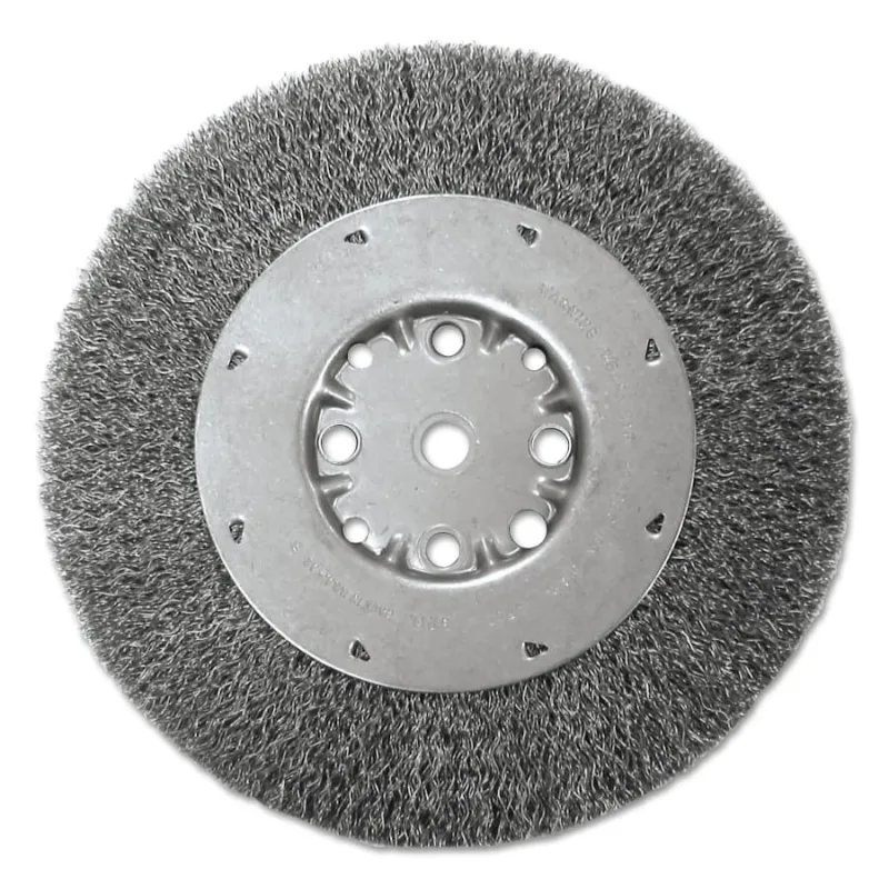 Crimped Wire Wheels, 8 in D, 7/8 in Face, 0.0118 in, Steel Wire, 4500 rpm