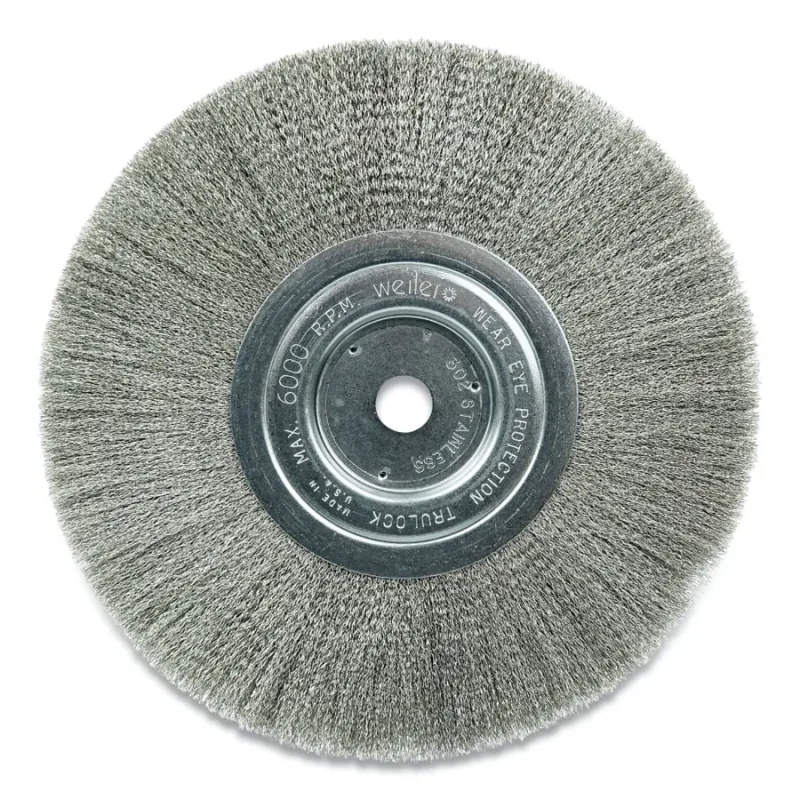 8 in Narrow Face Crimped Wire Wheel, 0.006 in Stainless Steel Fill, 3/4 in Arbor Hole