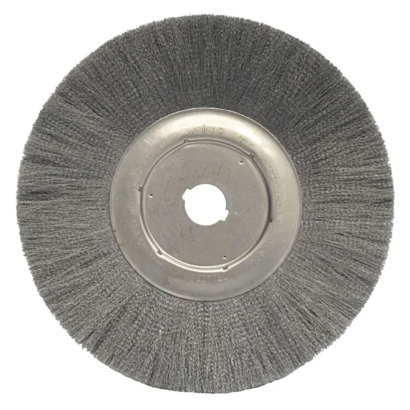 Narrow Face Crimped Wire Wheel, 12 in D, .006 Stainless Steel, 1-1/4 in Arbor