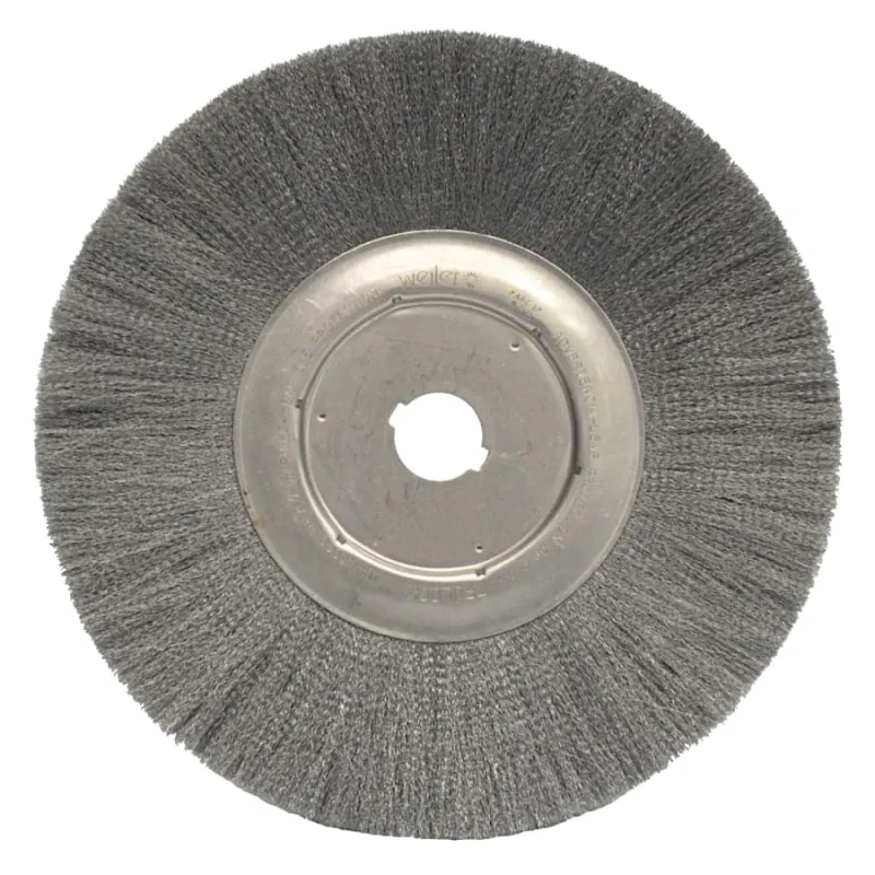 Narrow Face Crimped Wire Wheel, 12 in D, .0104 Stainless Steel, 1-1/4 in Arbor