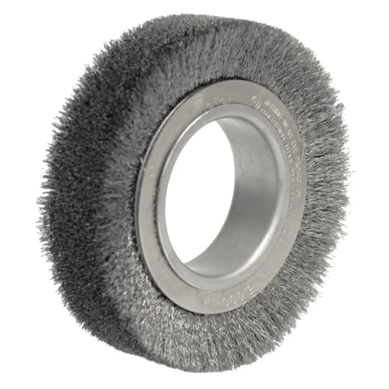 Wide-Face Crimped Wire Wheel, 4 1/2 in Dia. x 1 1/4 in W, 0.006 in Steel, 6,000 rpm