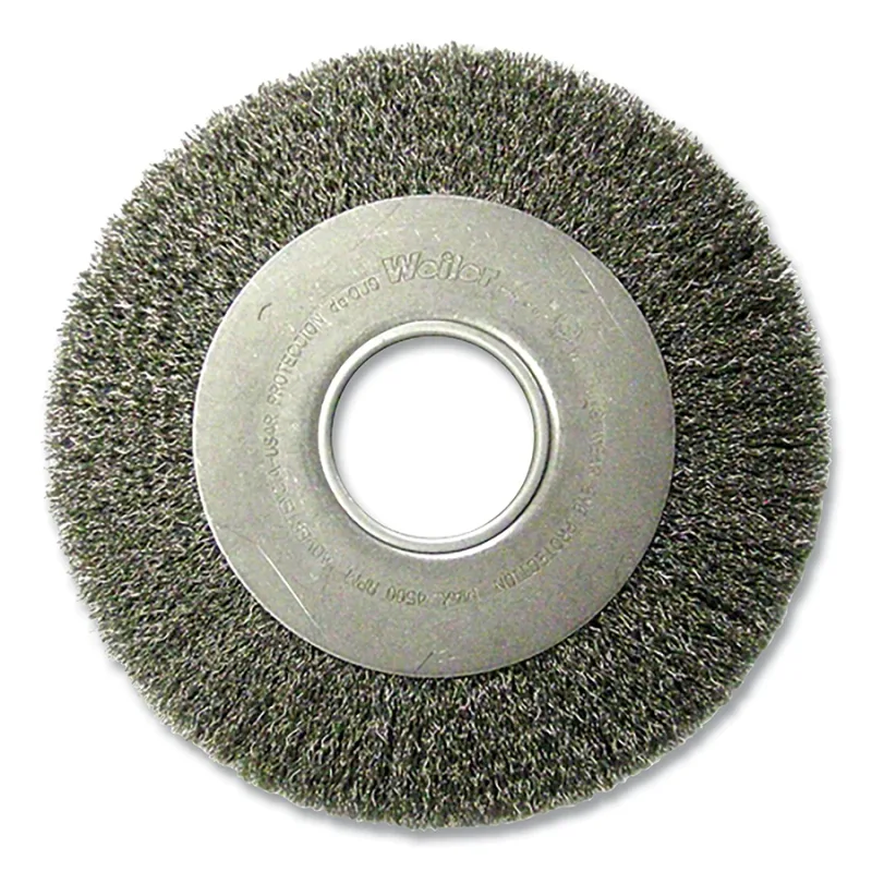 Medium-Face Crimped Wire Wheel, 8 in dia x 1 in W Face, 0.014 in Steel Wire, 4500 RPM