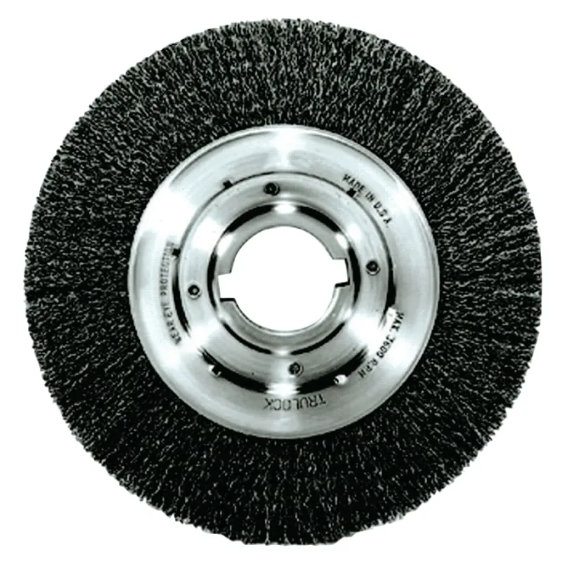 Medium-Face Crimped Wire Wheel, 10 in dia x 1-1/8 in W Face, 0.014 in Steel Wire, 3600 RPM