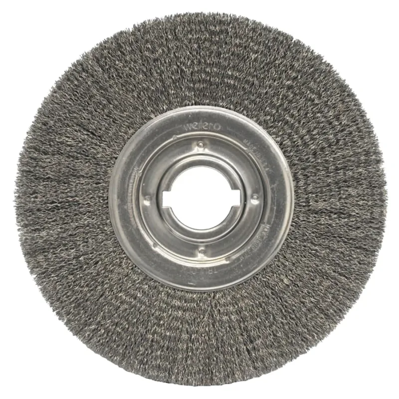 Medium Crimped Wire Wheel, 12 in D x 1 1/4 in W, .014 in Steel Wire, 3,600 rpm
