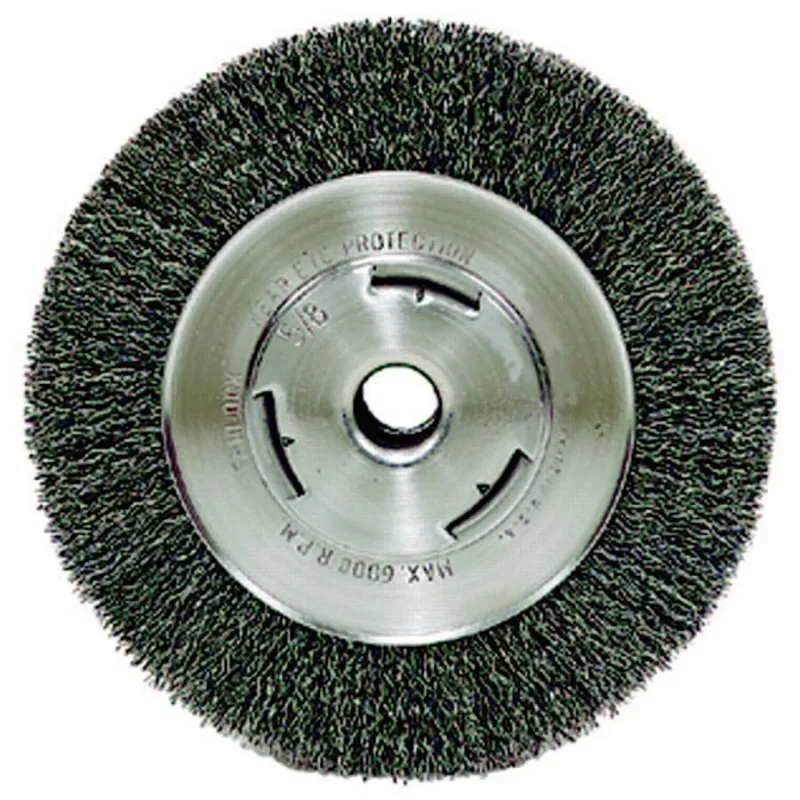 Wide-Face Crimped Wire Wheel, 7 in dia. x 7/8 in W, 0.014 in Steel, 6000 rpm