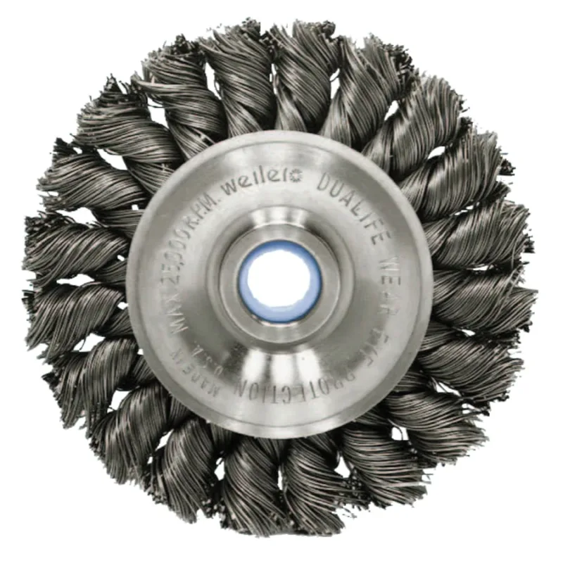 Standard Twist Knot Wire Wheel, 3 in D x 3/8 in W, .02 in Steel, 1/2-3/8 Arbor