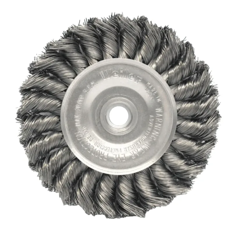 Standard Twist Knot Wire Wheel, 4 in D x 1/2 in W, .02 Steel, 1/2-3/8 Arbor Hole