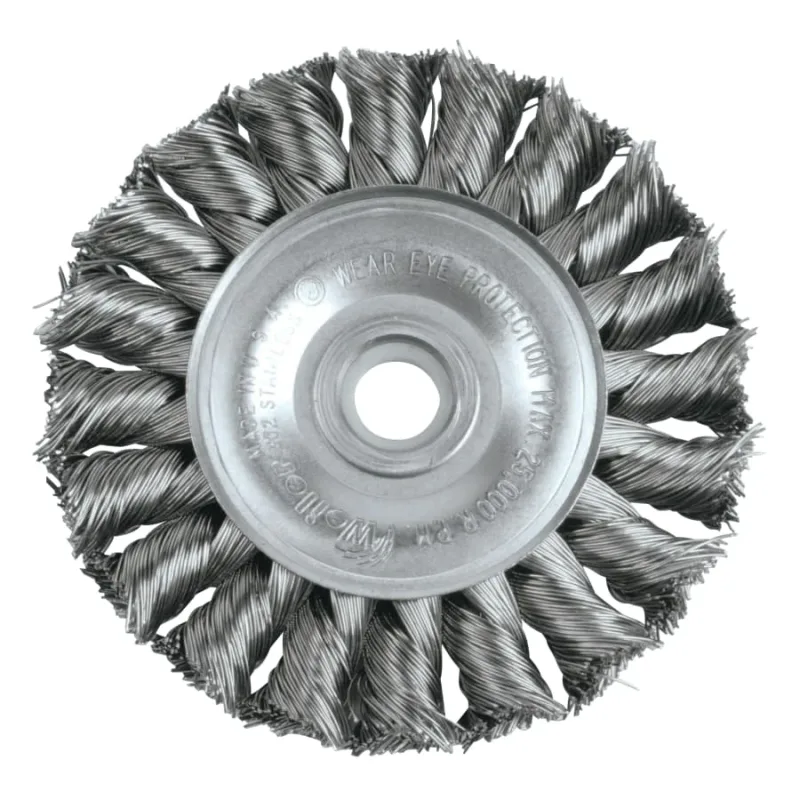 Standard Twist Knot Wire Wheel, 3 in dia x 3/8 in Wide, 0.014 in Stainless Steel Wire