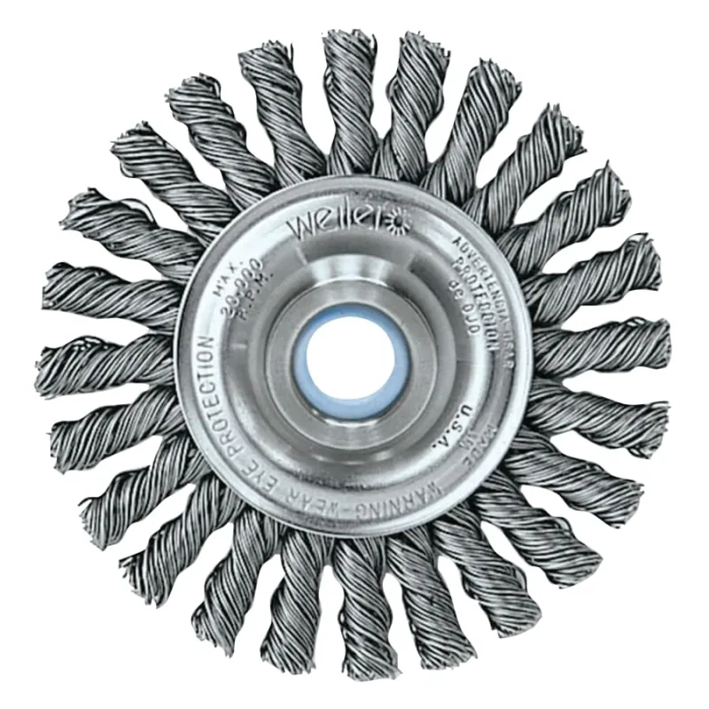 Cable Twist Knot Wire Wheel, 4 in dia x 1/4 in W Face, 0.020 in Steel Wire, 20000 RPM