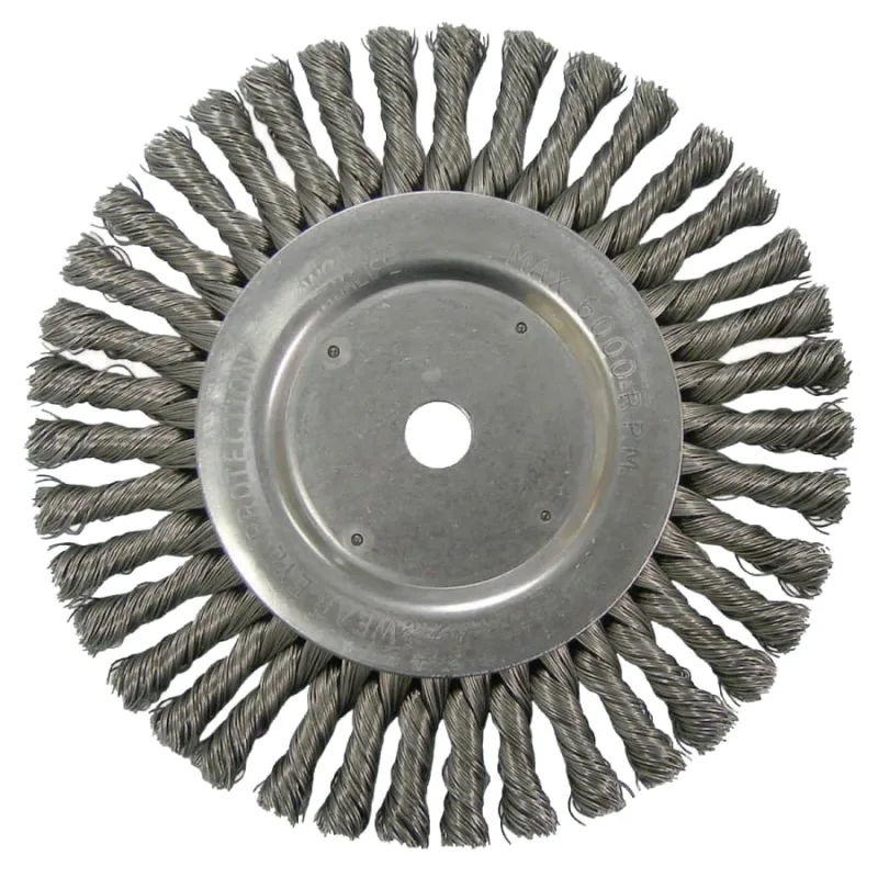 Cable Twist Knot Wire Wheel, 8 in D x 1/2 in W, .023 in Steel Wire, 6,000 rpm