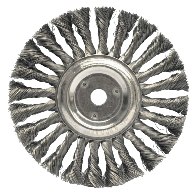 Standard Twist Knot Wire Wheel, 7 in D x 5/8 in W, .014 in Steel Wire, 9,000 rpm