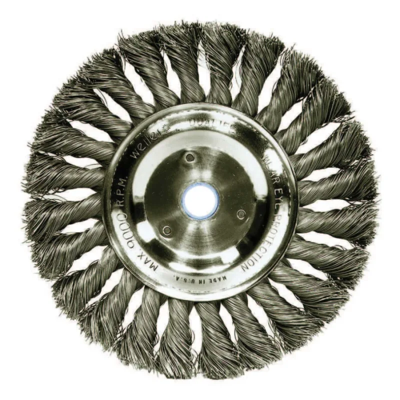 Standard Twist Knot Wire Wheel, 6 in D x 5/8 in W, .016 in Steel Wire, 9,000 rpm