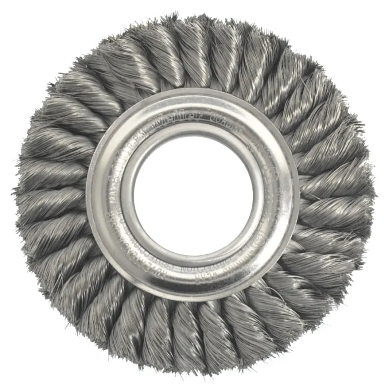 Wide Face Standard Twist Knot Wire Wheel, 6"Dia. x 1 3/8"W, 0.0118, 8,000rpm