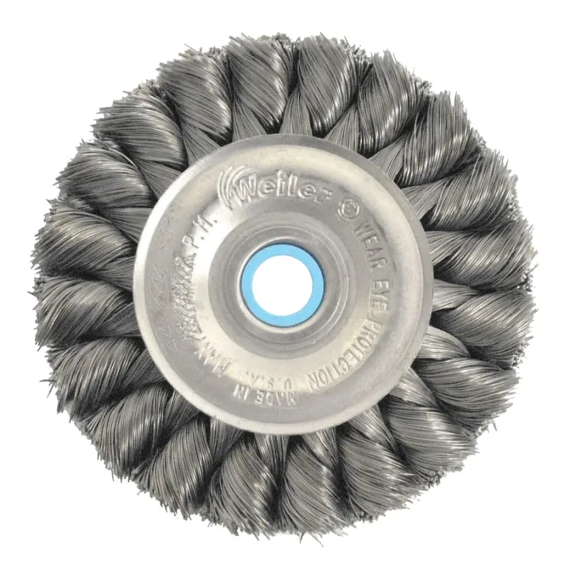 Wide Face Standard Twist Knot Wire Wheel, 10 in Dia. x 1 1/4 in W, 4,500 rpm