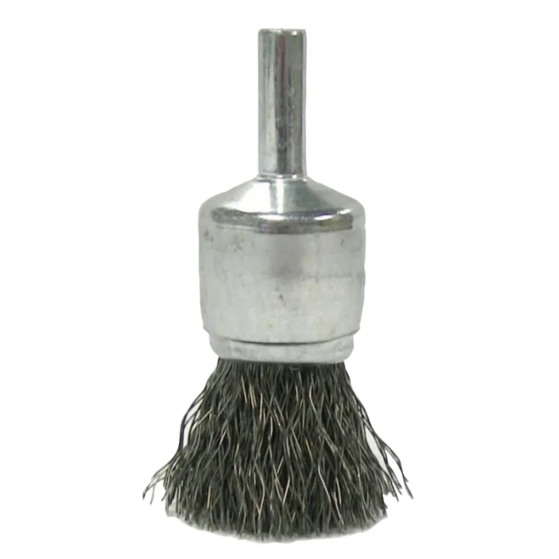 Crimped Wire Solid End Brushes, Steel, 22,000 rpm, 3/4" x 0.014