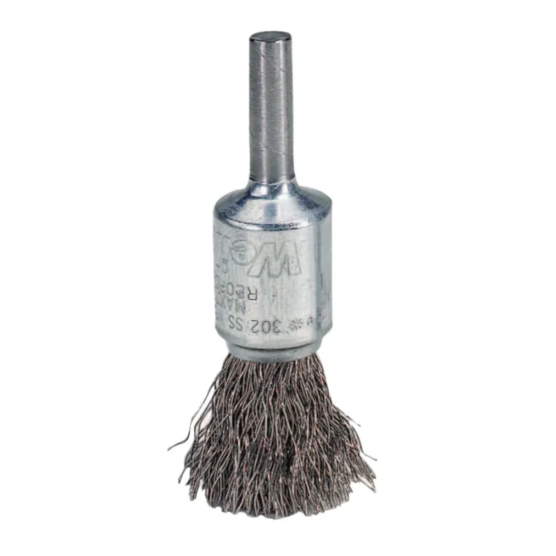 Crimped Wire Solid End Brush, Stainless Steel, 22,000 RPM, 1 in x 0.0104 in