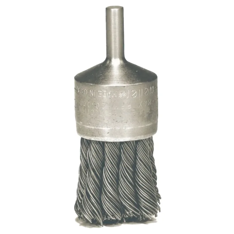 Knot Wire End Brush, Steel Bristles, 1-1/8 in Brush dia x 0.014 in Wire, 22000 RPM, Vending, 3 EA/BX
