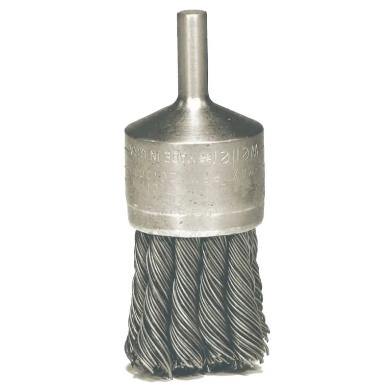 Knot Wire End Brush, Steel Bristles, 1-1/8 in Brush dia x 0.020 in Wire, 22000 RPM, 1 EA/EA