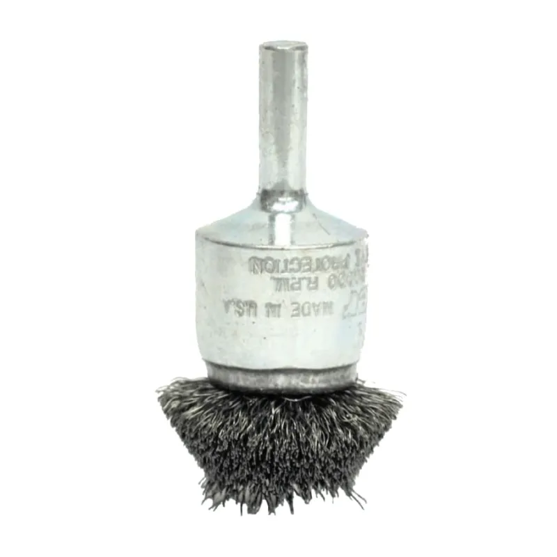 Stem-Mounted Circular Flared End Brushes, Steel, 20,000 rpm, 1 1/2" x 0.008