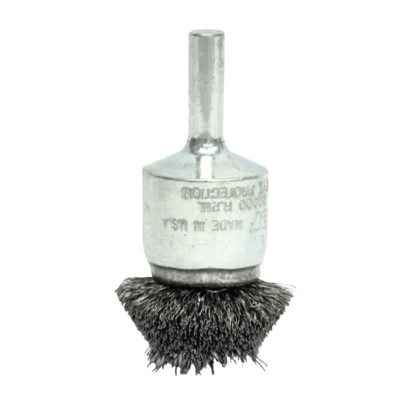 Stem-Mounted Circular Flared End Brushes, Steel, 20,000 rpm, 1 1/2" x 0.02