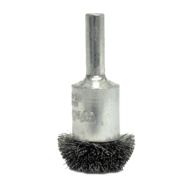 Stem-Mounted Circular Flared End Brush, Stainless Steel, 2-3/4 in x 0.008 in, 16,000 rpm