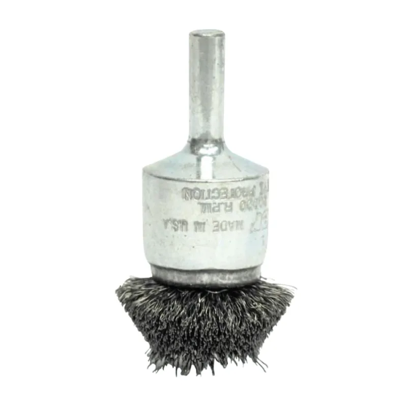 Stem-Mounted Circular Flared End Brushes, Steel, 20,000 rpm, 1 1/4" x 0.006