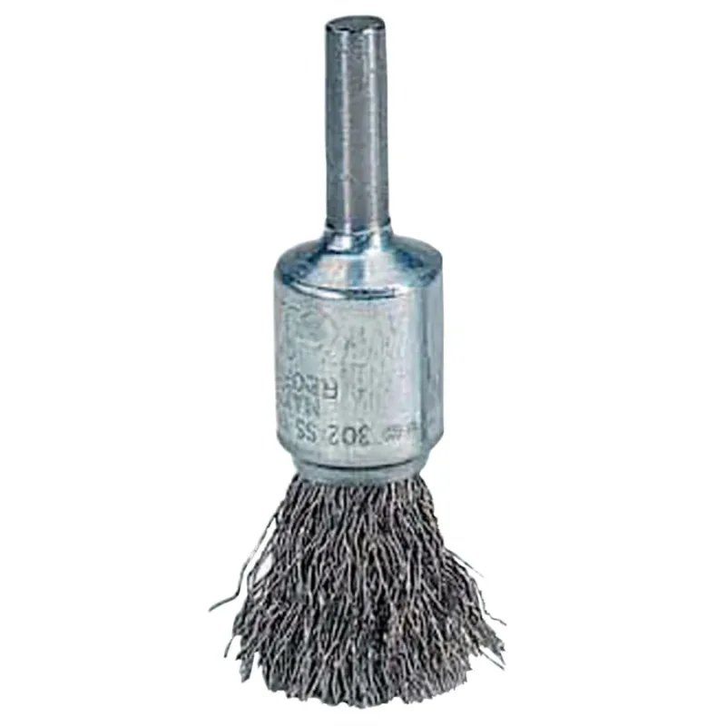 Crimped Wire Solid End Brushes, Brass, 1 in dia x 0.005 in Wire, 20000 RPM