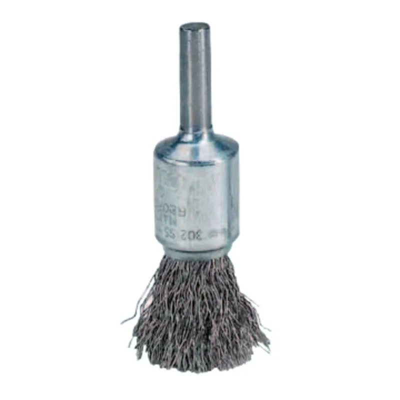 Crimped Wire Solid End Brushes, Brass, 25,000 rpm, 1/2" x 0.005