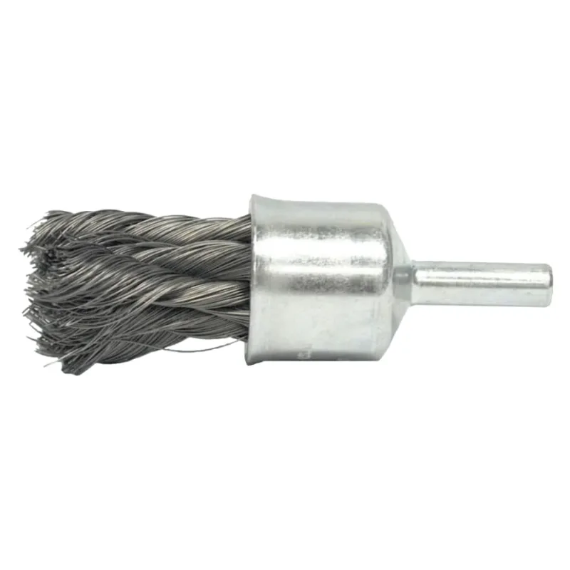 Knot Wire End Brush, Steel Bristles, 1/2 in Brush dia x 0.014 in Wire, 20000 RPM, 1 EA/EA