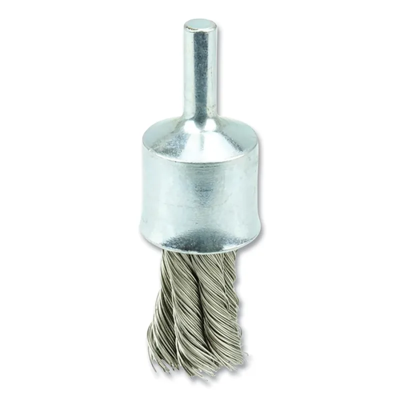 Knot Wire End Brush, Stainless Steel Bristles, 1/2 in Brush dia x 0.014 in Wire, 20000 RPM, 10 EA/BX