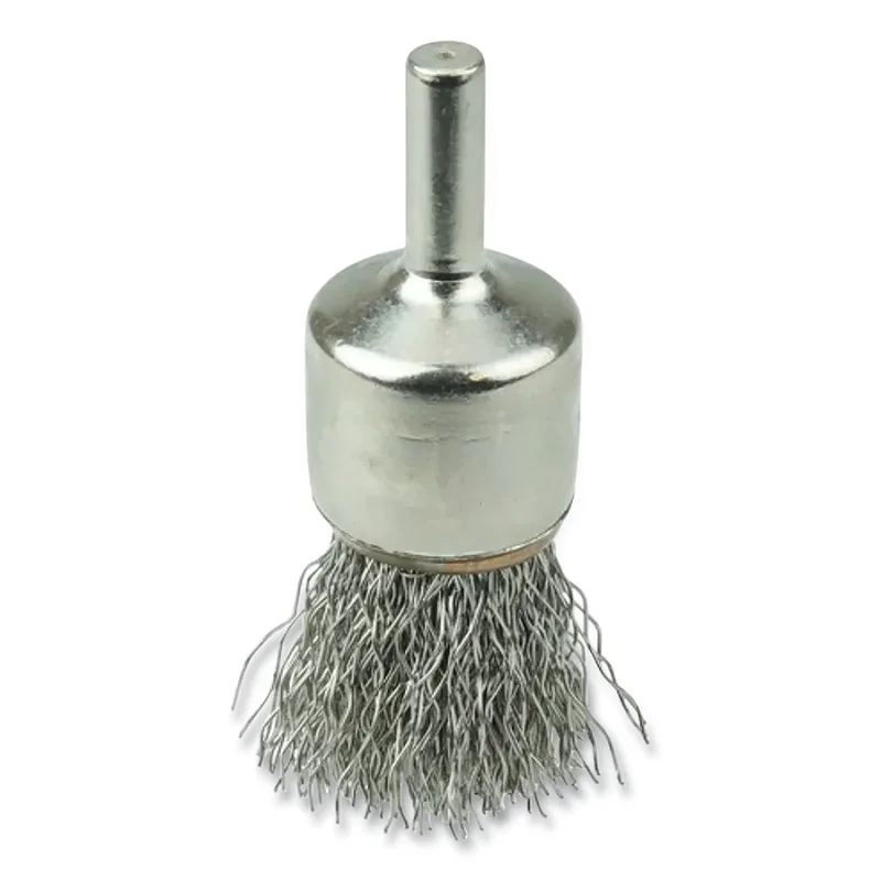 Crimped Wire Solid End Brush, Stainless Steel, 3/4 in dia, 22000 RPM, Nickel Plated Cup
