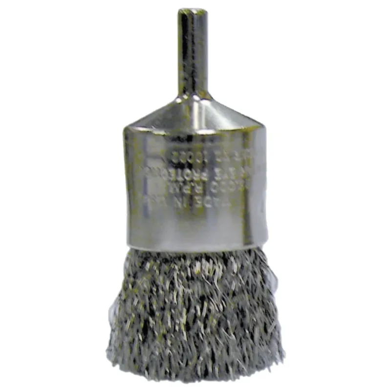 Crimped Wire Solid End Brushes, Stainless Steel, 22,000 rpm, 1" x 0.014