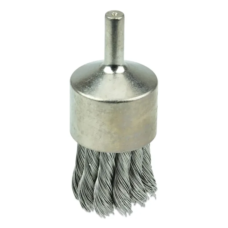 1-1/8 Nickel-Plated Cup End Brush, 0.020 in Stainless Steel Knot Wire Fill