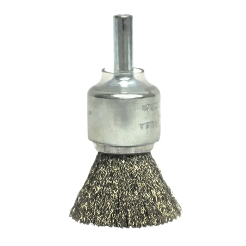 Coated Cup Crimped Wire End Brush, Steel, 22,000 rpm, 3/4 in x 0.006 in