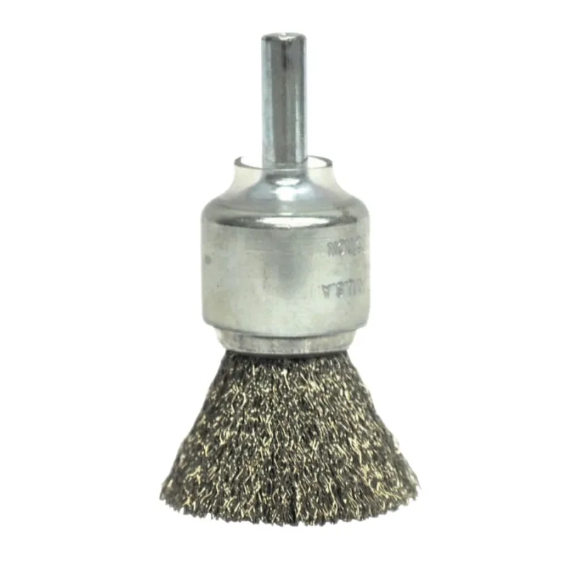 Coated Cup Crimped Wire End Brush, Steel, 22,000 rpm, 3/4 in x 0.0104 in