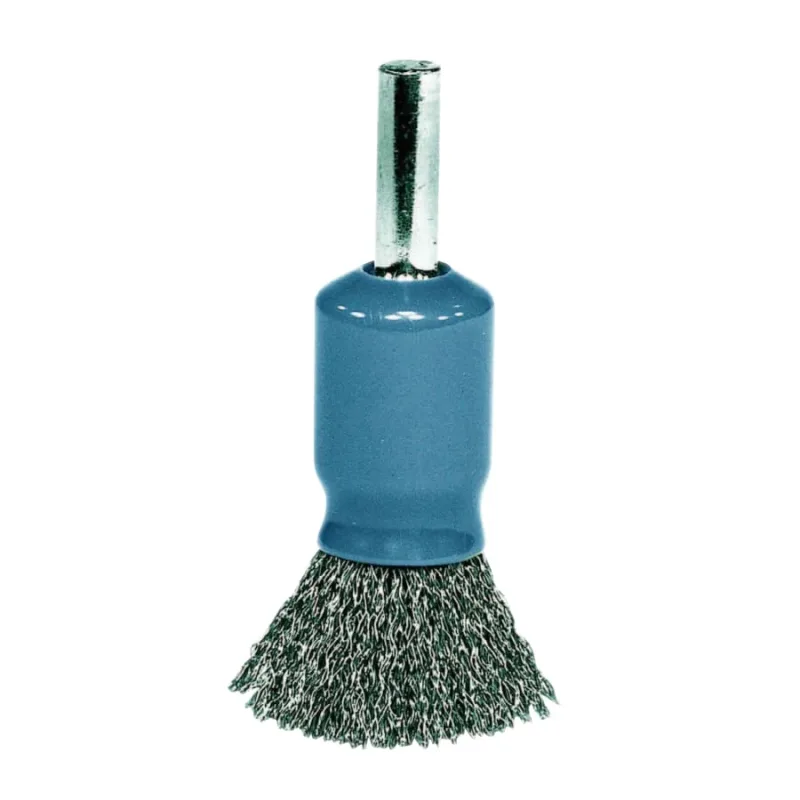 Coated Cup Crimped Wire Solid End Brush, Stainless Steel, 1/2 in x 0.0104 in, 25,000 rpm