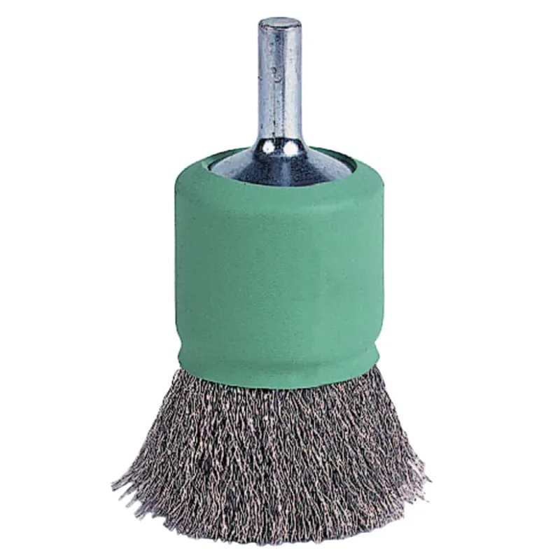 Coated Cup Crimped Wire End Brush, Stainless Steel, 22,000 rpm, 3/4 in x 0.006 in
