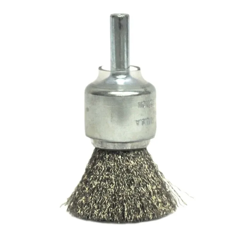 Coated Cup Crimped Wire End Brush, Stainless Steel, 22,000 rpm, 3/4 in x 0.0104 in