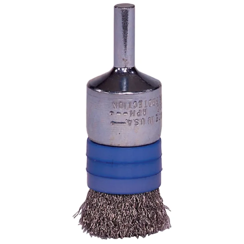 Banded Crimped Wire End Brush, Steel, 3/4 in x 0.008 in, 20,000 rpm
