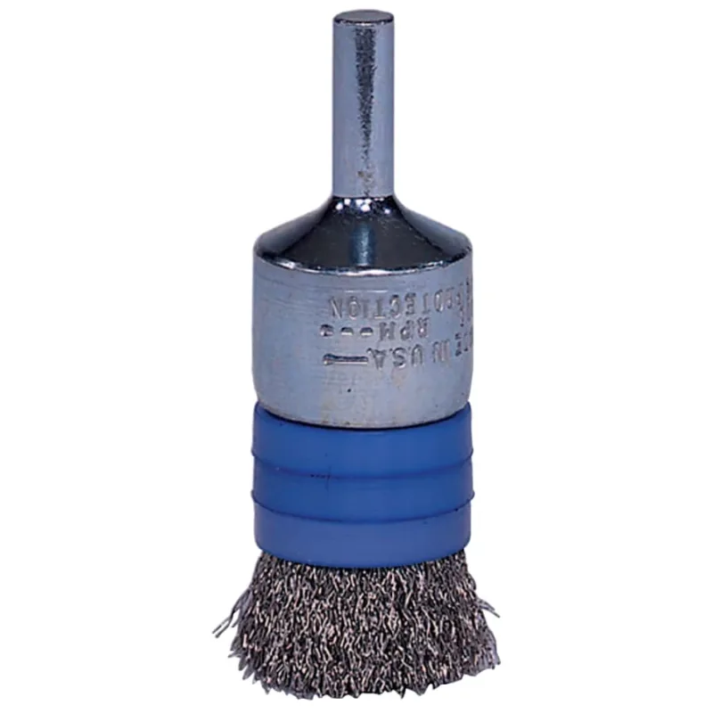 Banded Crimped Wire End Brush, Stainless Steel, 3/4 in dia x 0.006 in Wire, 20000 RPM