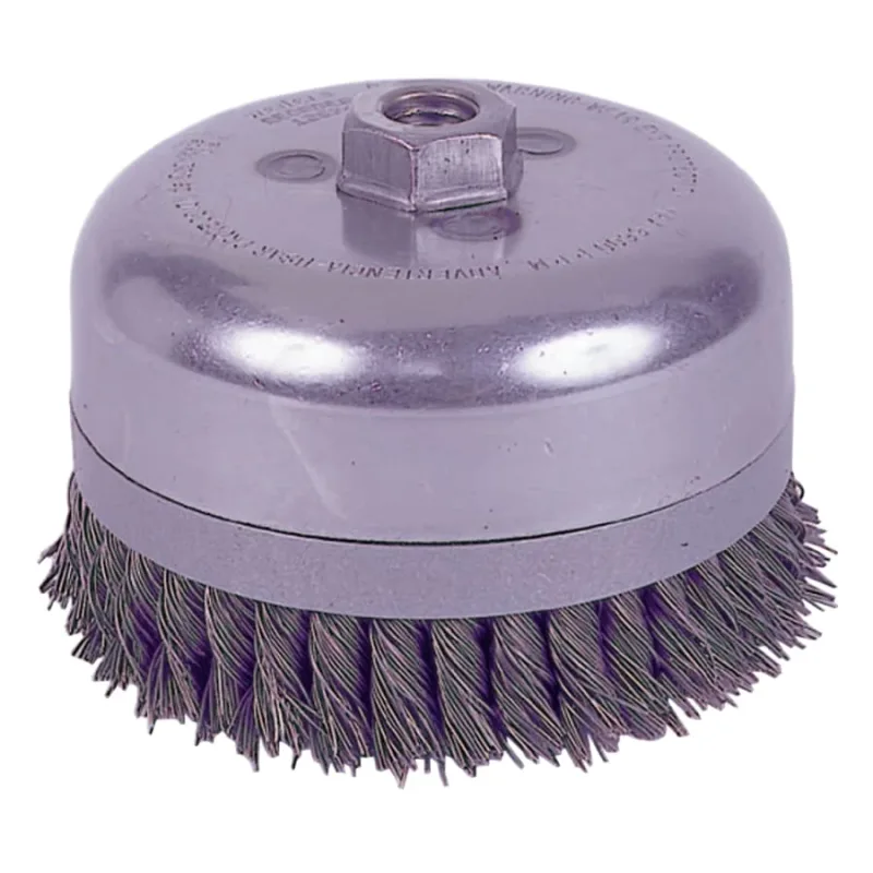 Extra Heavy Duty Knot Wire Cup Brush, 6 in Dia., 5/8-11 UNC Arbor, 0.035 Wire